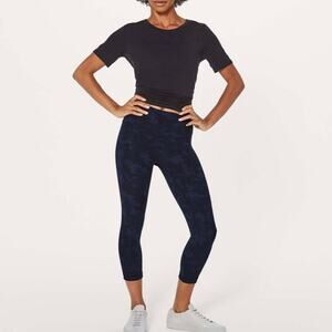 LULULEMON Wunder Under Crop 21" Legging 6 Camo Midnight Navy Black High Rise